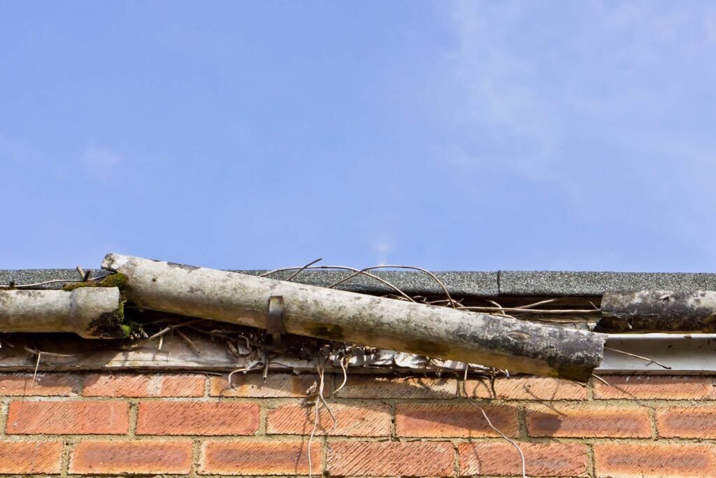 Poorly maintained guttering